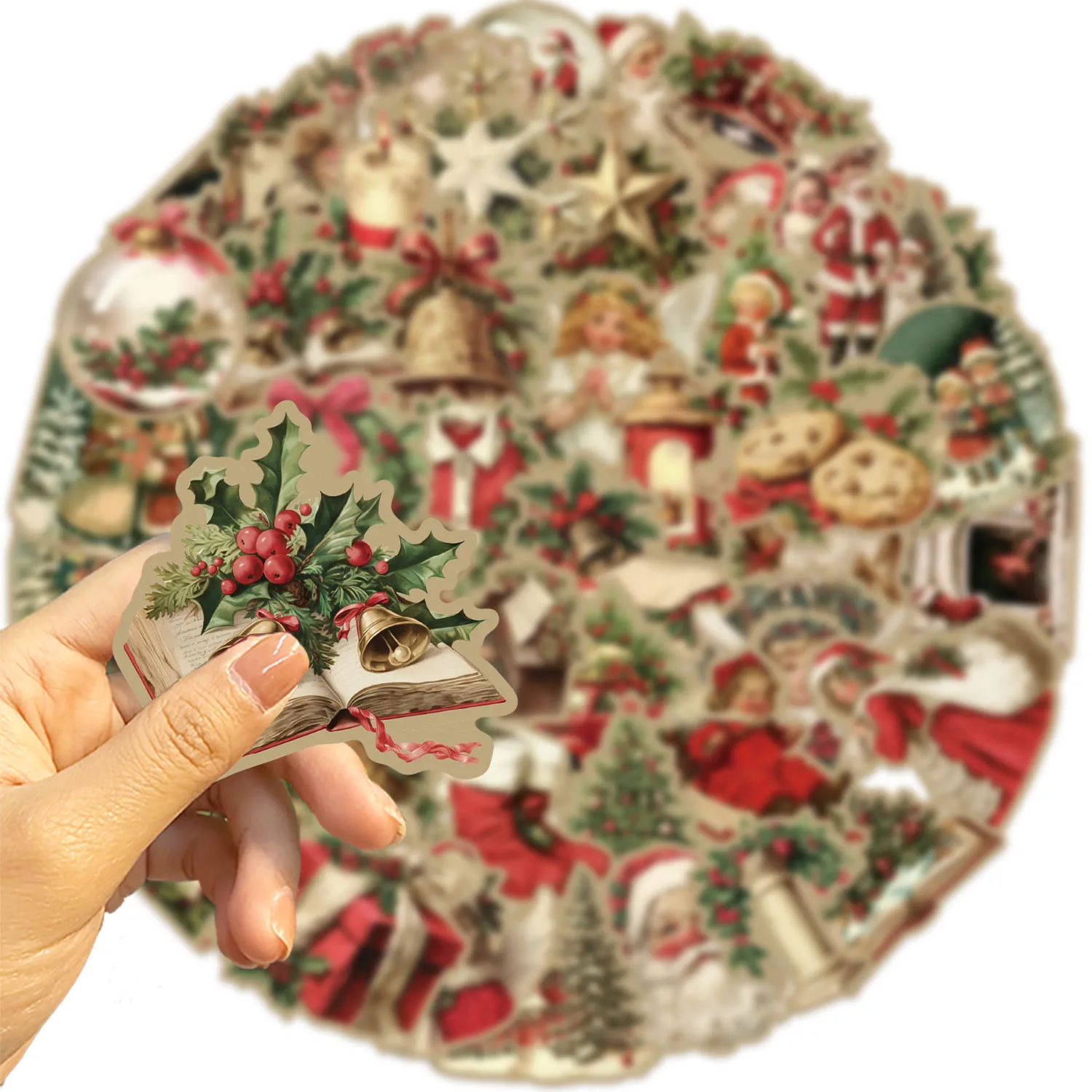 50pcs Retro Cute Santa Claus Christmas Cartoon Stickers Laptop Phone Scrapbook Suitcase Wall Sticker Kids Classics Toys