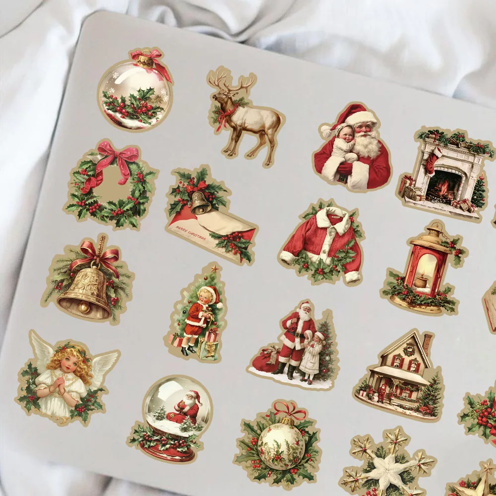 50pcs Retro Cute Santa Claus Christmas Cartoon Stickers Laptop Phone Scrapbook Suitcase Wall Sticker Kids Classics Toys