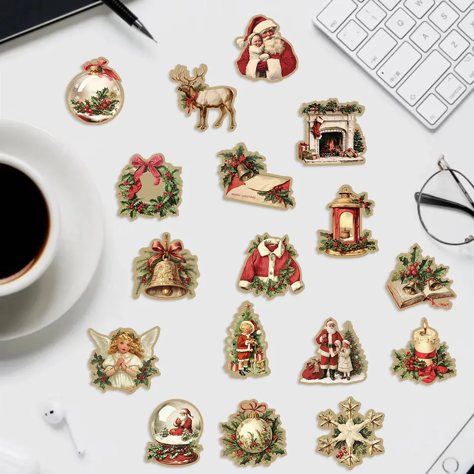 50pcs Retro Cute Santa Claus Christmas Cartoon Stickers Laptop Phone Scrapbook Suitcase Wall Sticker Kids Classics Toys