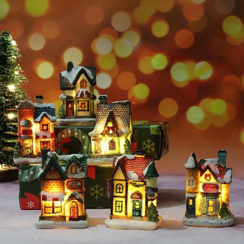 Christmas House Light Ornaments Xmas Gift New Year Navidad For Home Party Wedding Decorations Bedroom With Battery Night Light