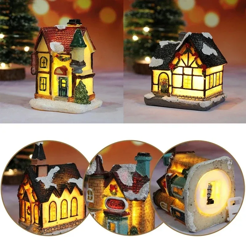 Christmas House Light Ornaments Xmas Gift New Year Navidad For Home Party Wedding Decorations Bedroom With Battery Night Light