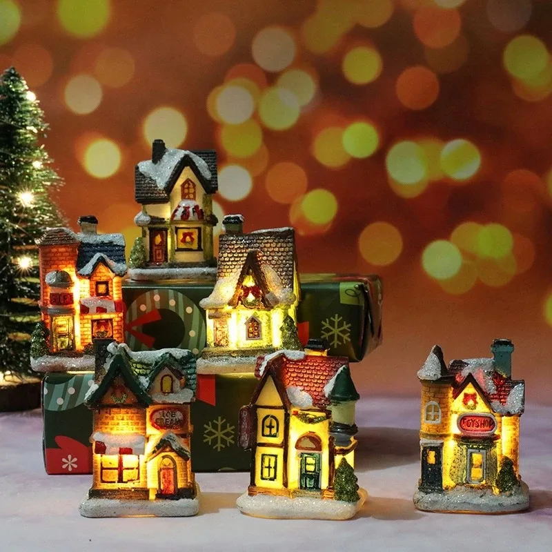 Christmas House Light Ornaments Xmas Gift New Year Navidad For Home Party Wedding Decorations Bedroom With Battery Night Light
