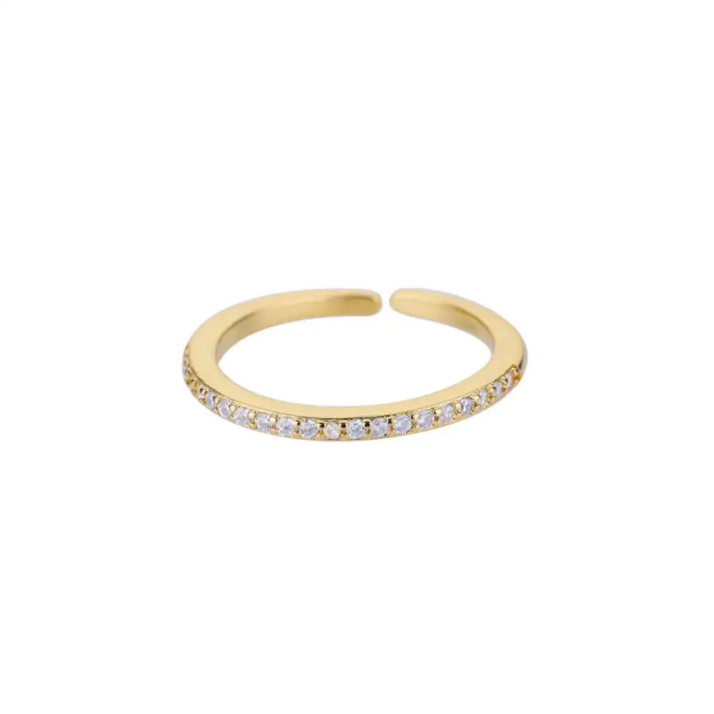 Mini Zircon Green Rings For Women Stainless Steel Gold Color Adjustable Finger Ring Engagement Wedding Christmas Jewelry Gift