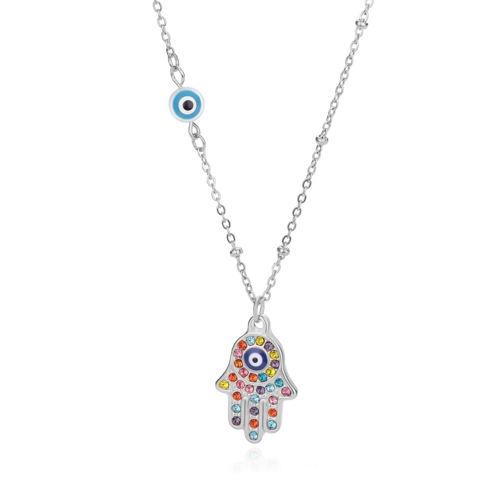 Turkish Hamsa Evil Eye Necklaces For Women Stainless Steel Gold Color Charm Choker Neckalce Christmas Jewelry Accessories Gift
