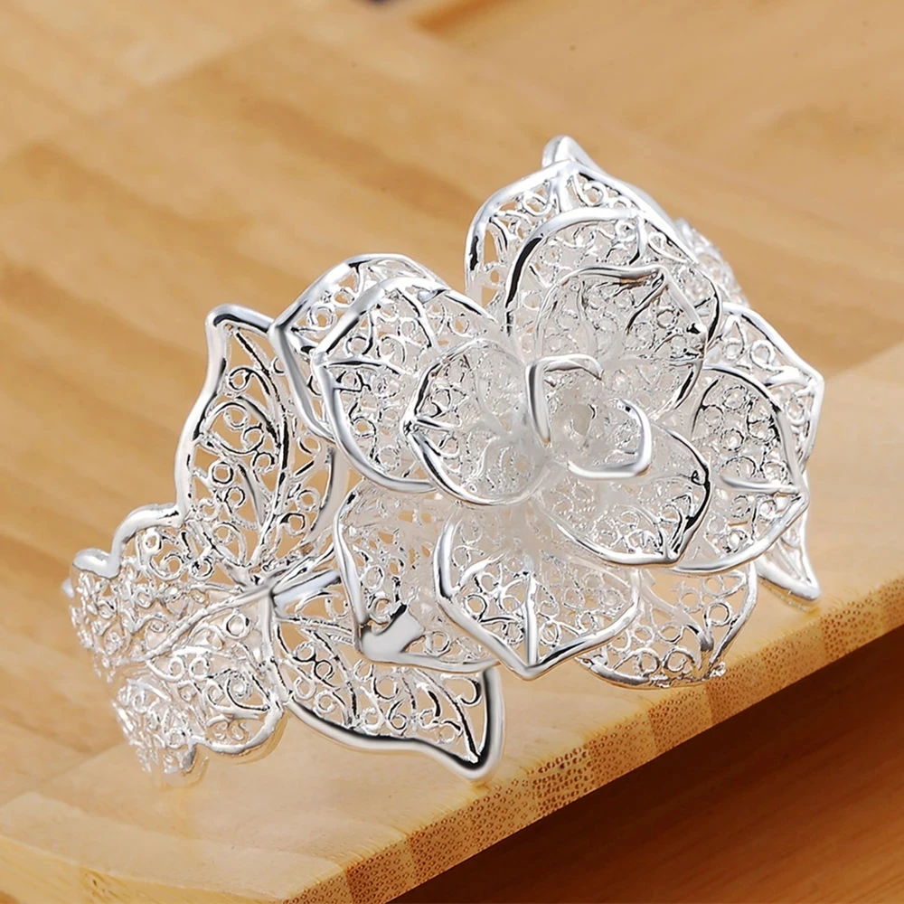 925 sterling silver Jewelry set for women flower Pendant bangle earrings rings bracelet necklaces fashion party Christmas Gifts