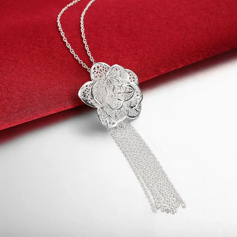 925 sterling silver Jewelry set for women flower Pendant bangle earrings rings bracelet necklaces fashion party Christmas Gifts