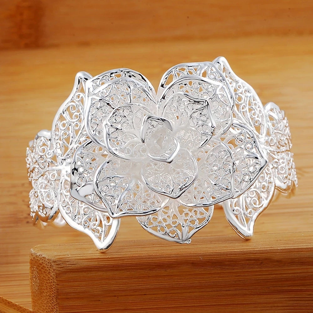 925 sterling silver Jewelry set for women flower Pendant bangle earrings rings bracelet necklaces fashion party Christmas Gifts