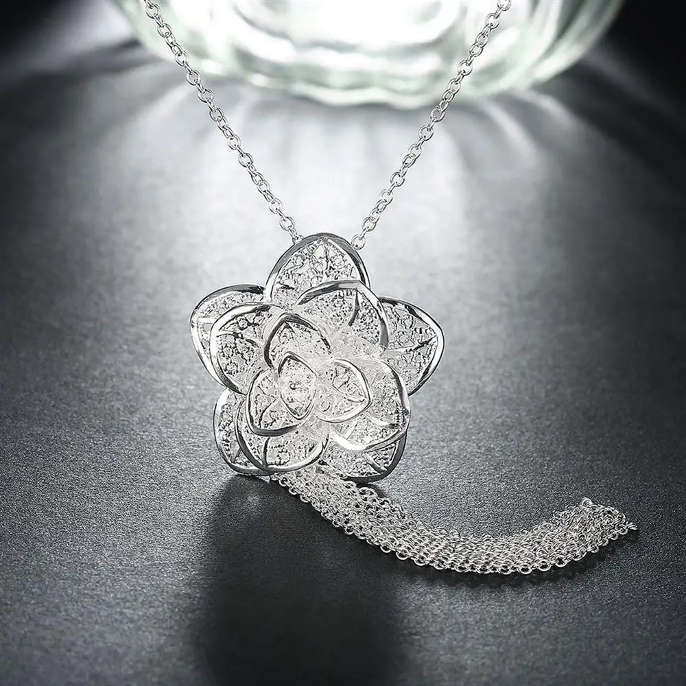 925 sterling silver Jewelry set for women flower Pendant bangle earrings rings bracelet necklaces fashion party Christmas Gifts
