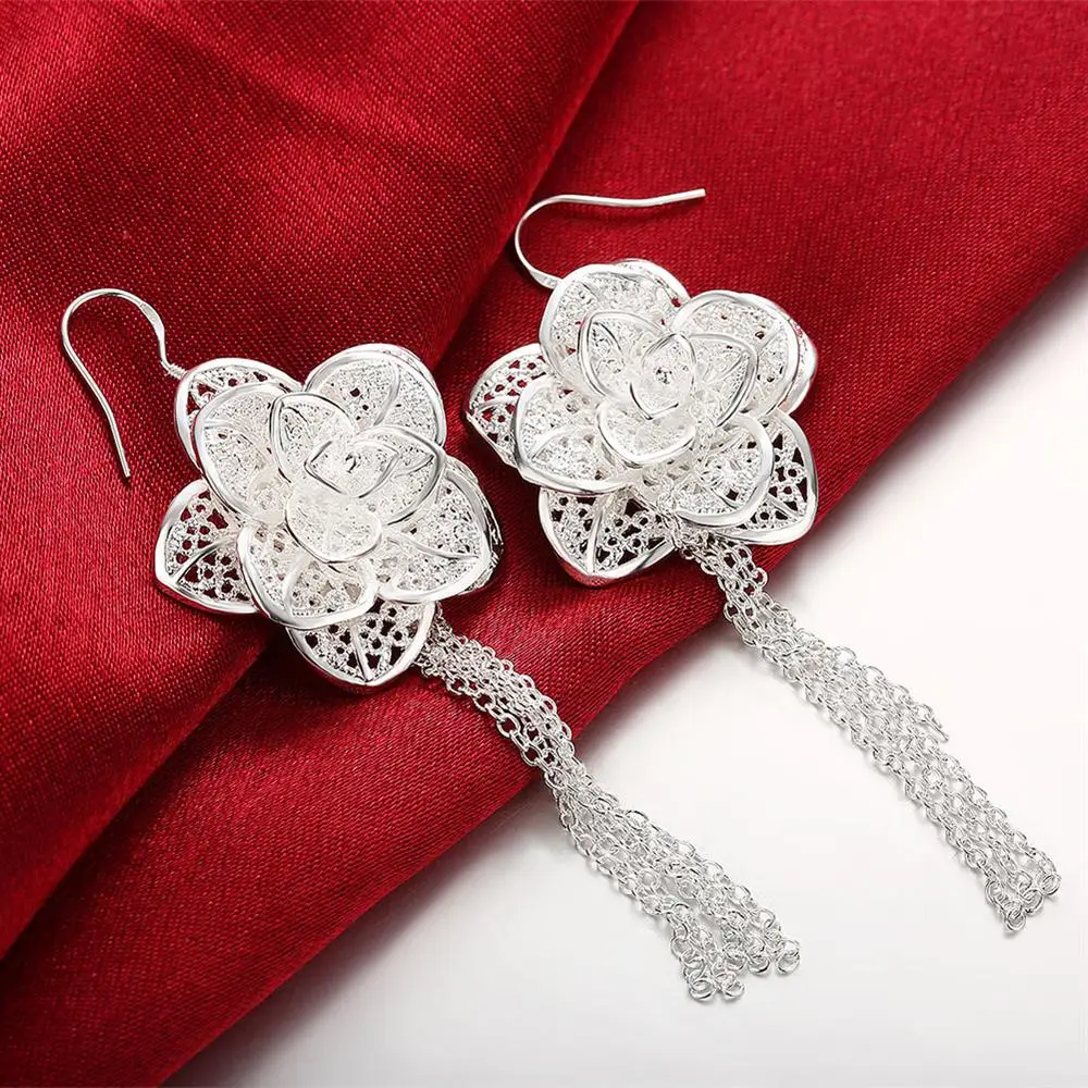 925 sterling silver Jewelry set for women flower Pendant bangle earrings rings bracelet necklaces fashion party Christmas Gifts