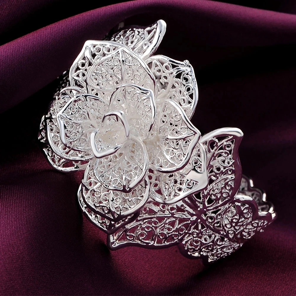 925 sterling silver Jewelry set for women flower Pendant bangle earrings rings bracelet necklaces fashion party Christmas Gifts