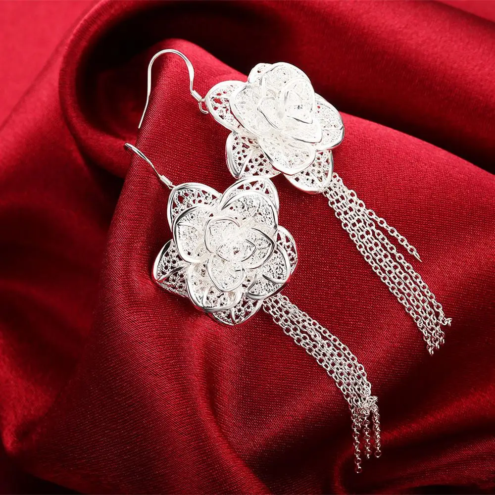 925 sterling silver Jewelry set for women flower Pendant bangle earrings rings bracelet necklaces fashion party Christmas Gifts