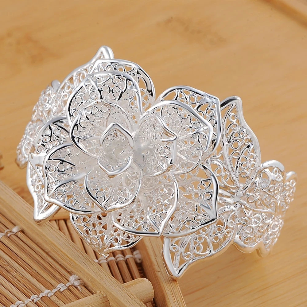925 sterling silver Jewelry set for women flower Pendant bangle earrings rings bracelet necklaces fashion party Christmas Gifts