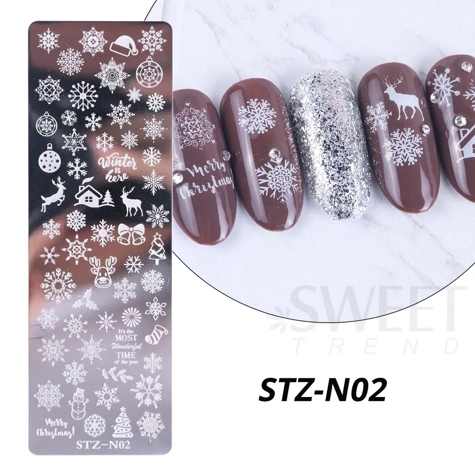 Nail Art Stamping Plate Snowflake Winter Christmas Rose Leaves Butterfly Desgin For Nail Polish Printing Template Tools Supplies