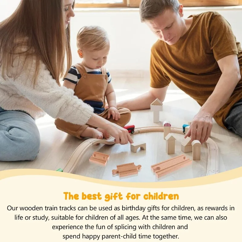 33style DIY Wooden Train Rail Tracks Accessories Wood Railway Track Parts Fit For All Wood Track Toy Christmas Birthday kid Gift