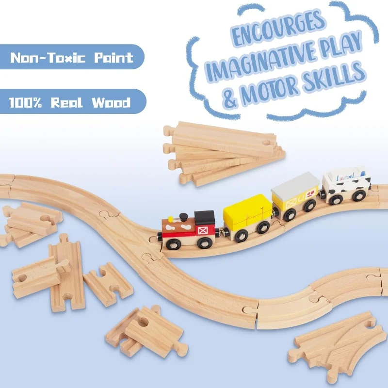 33style DIY Wooden Train Rail Tracks Accessories Wood Railway Track Parts Fit For All Wood Track Toy Christmas Birthday kid Gift