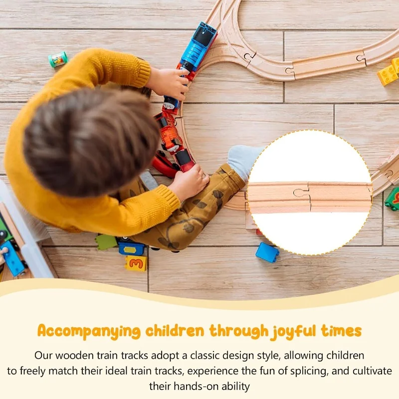 33style DIY Wooden Train Rail Tracks Accessories Wood Railway Track Parts Fit For All Wood Track Toy Christmas Birthday kid Gift