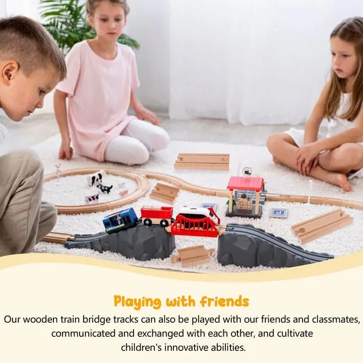 33style DIY Wooden Train Rail Tracks Accessories Wood Railway Track Parts Fit For All Wood Track Toy Christmas Birthday kid Gift