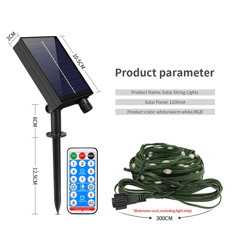 Green Environmentally Materials Outdoor LED Solar Lawn Lamp 10/20/50/100m Fairy Garden Lights For Squares Parks Christmas Decor