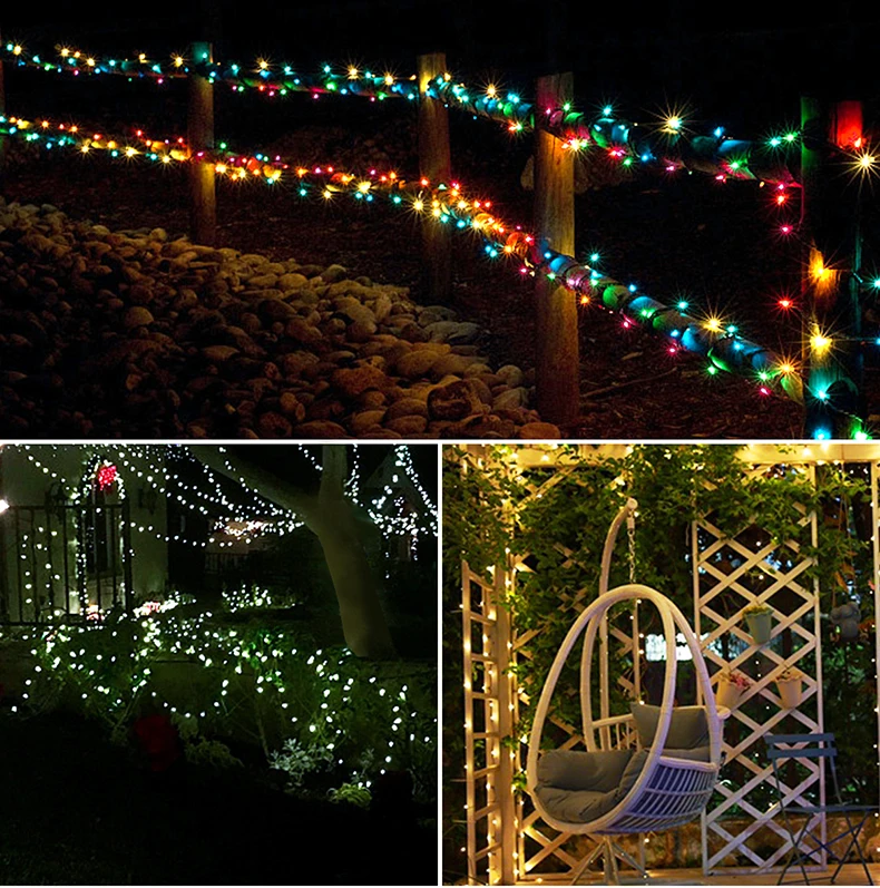 Green Environmentally Materials Outdoor LED Solar Lawn Lamp 10/20/50/100m Fairy Garden Lights For Squares Parks Christmas Decor