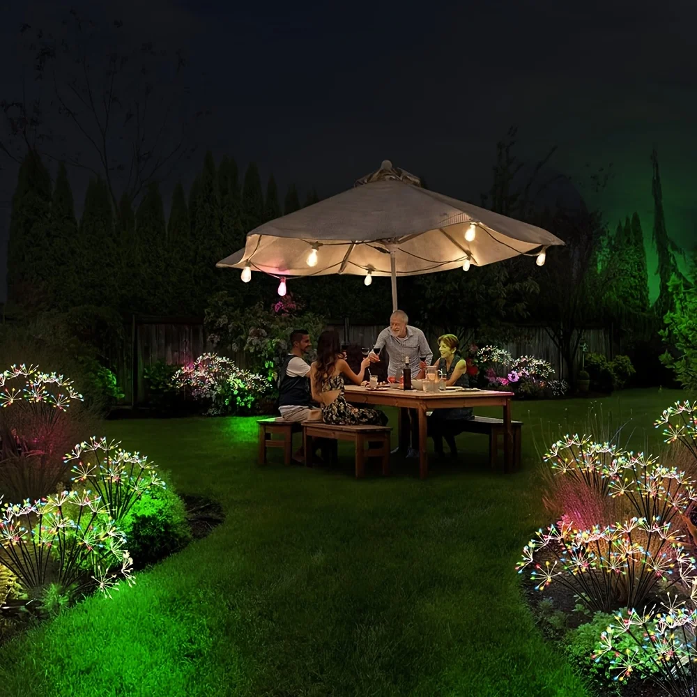 1pc Solar Firework Lights Warm White with 60LEDs for Outdoor Garden Decoration, 2 Modes,Christmas Decoration