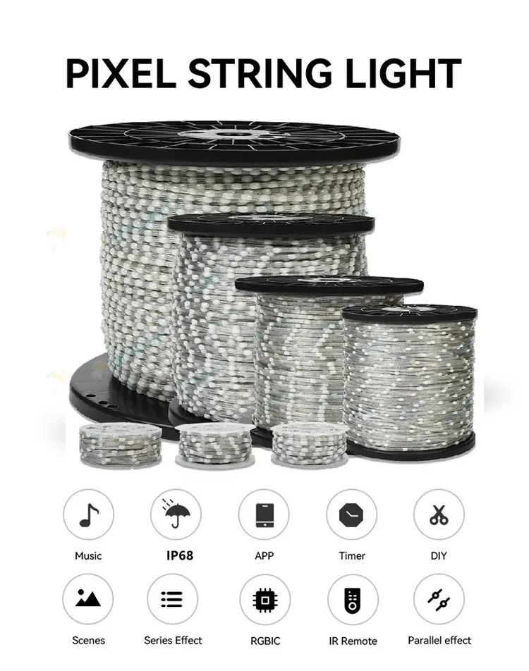 5V IP68 Wholesale Full Dream Color LED Strip String Fairy Lights WS2811 RGBIC Addressable Individually Decorate Christmas Tree