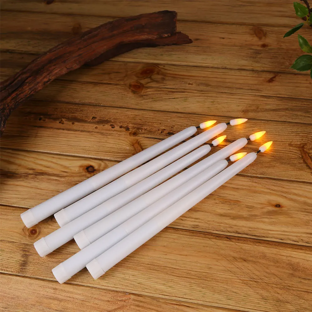 3/6/12 Pieces White Flameless Decorative Christmas Candles ,Smokeless LED Taper Candles With Yellow/Warm White Light