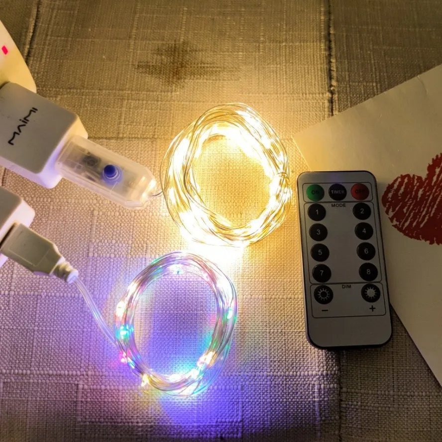20m/10m 8 Function Remote Control LED Fairy Lights USB String Lights Christmas Garland New Year Wedding Party Garden Decoration