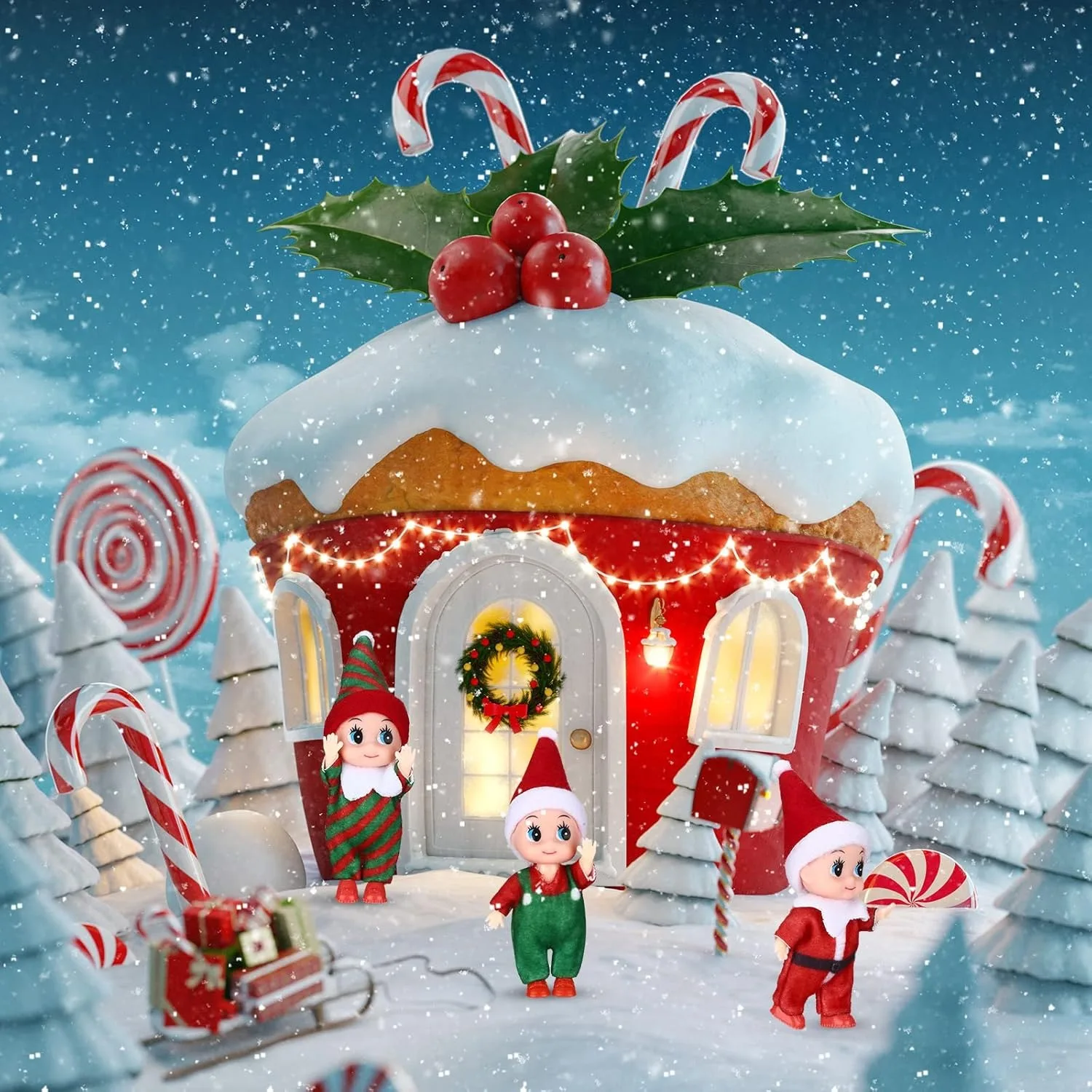 1/2PCS Christmas Twin Boy and Girl Doll Christmas Mini Accessories Christmas Decoration Couple Doll Pair Simulation Vinyl Doll