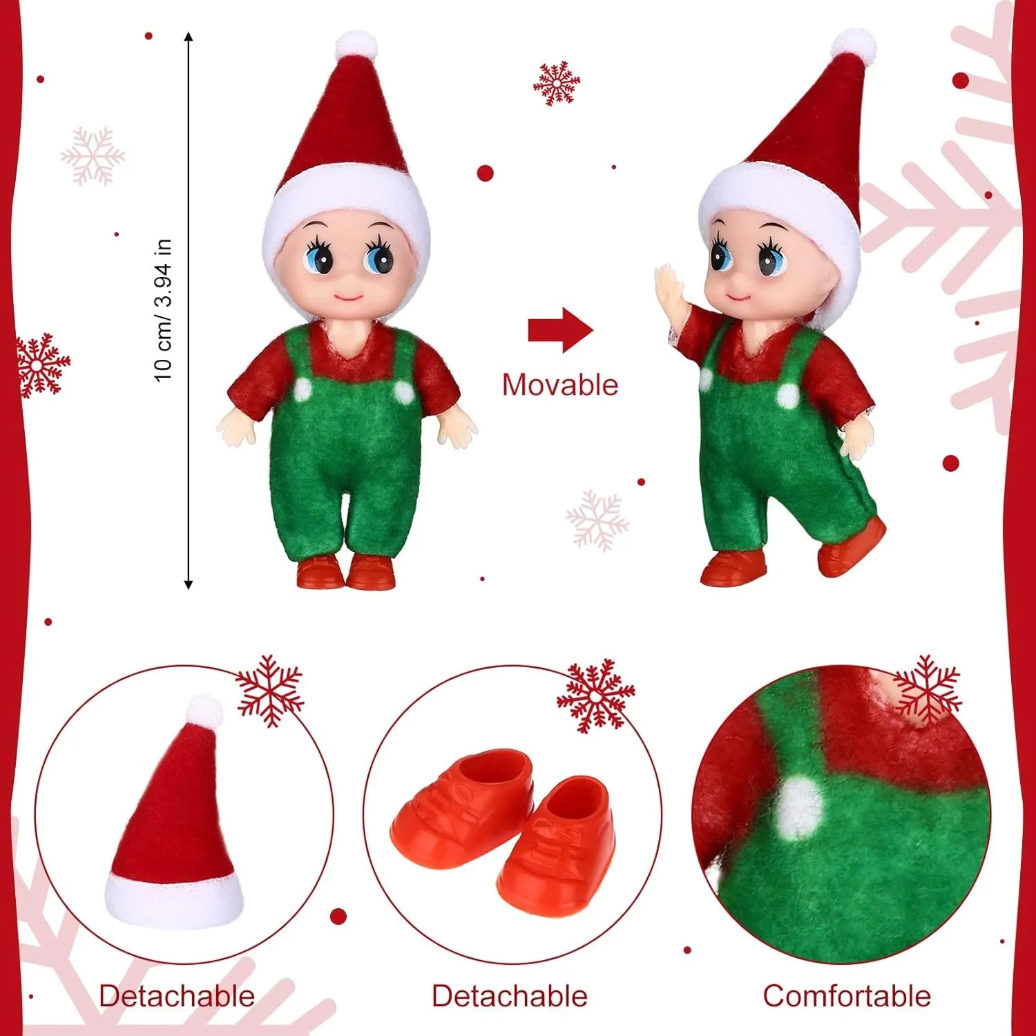 1/2PCS Christmas Twin Boy and Girl Doll Christmas Mini Accessories Christmas Decoration Couple Doll Pair Simulation Vinyl Doll
