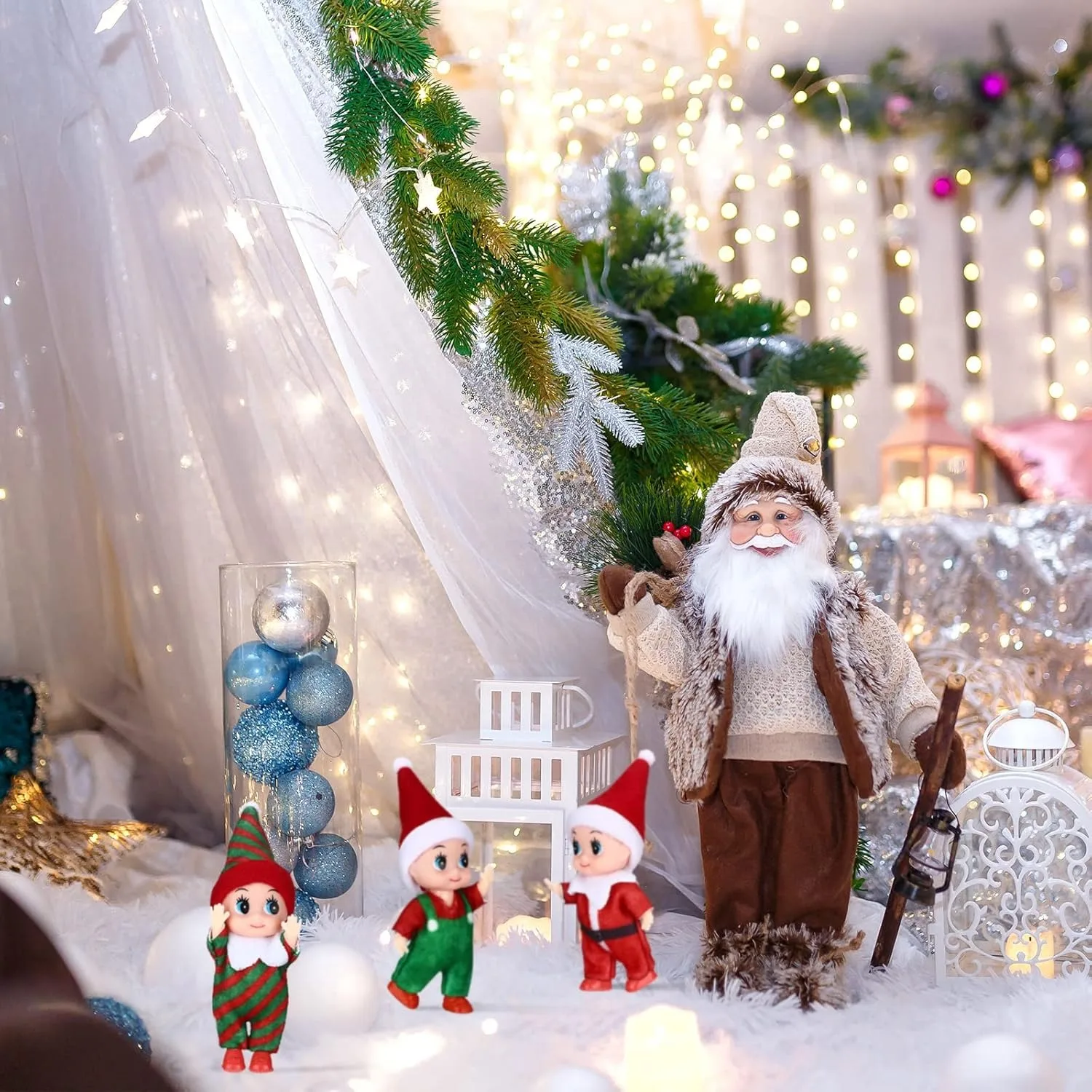 1/2PCS Christmas Twin Boy and Girl Doll Christmas Mini Accessories Christmas Decoration Couple Doll Pair Simulation Vinyl Doll