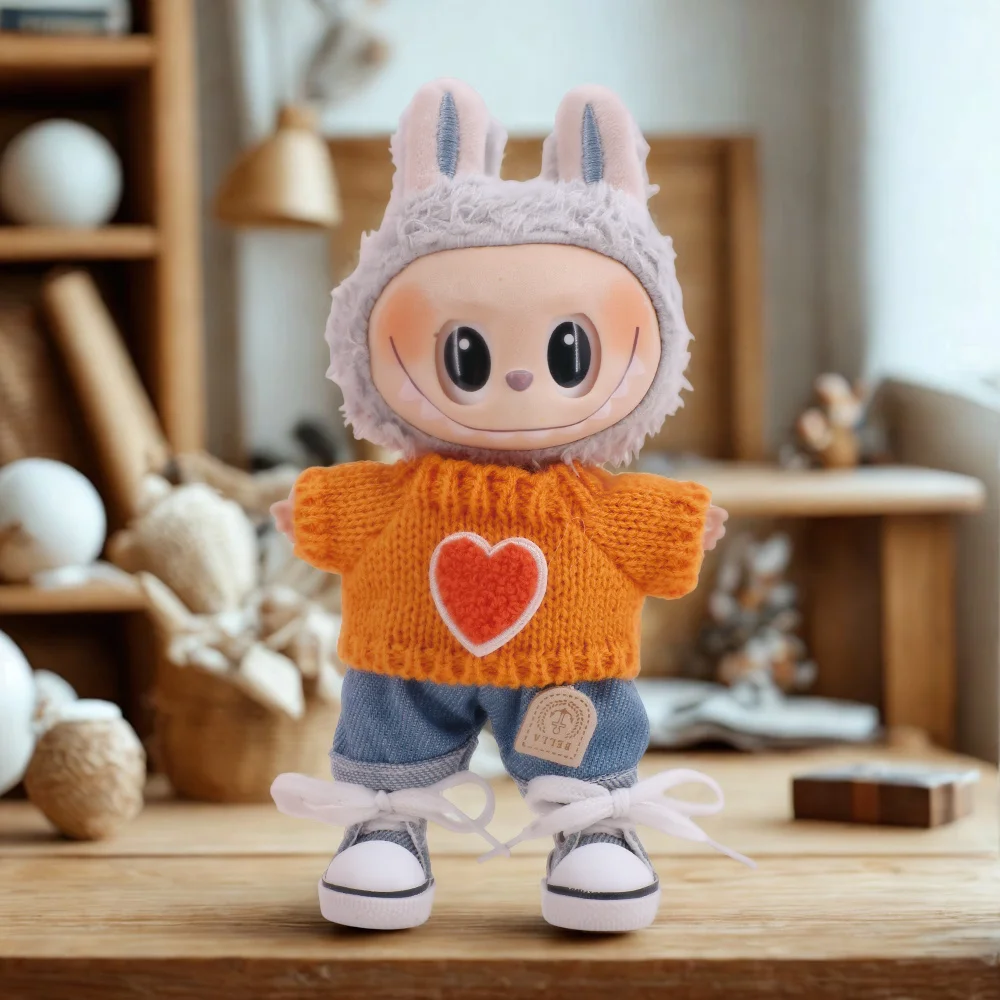 Doll Clothes 3 Pcs Set For labubu 17cm Plush Doll Accessories Girl's Toys Birthday And Christmas Gifts