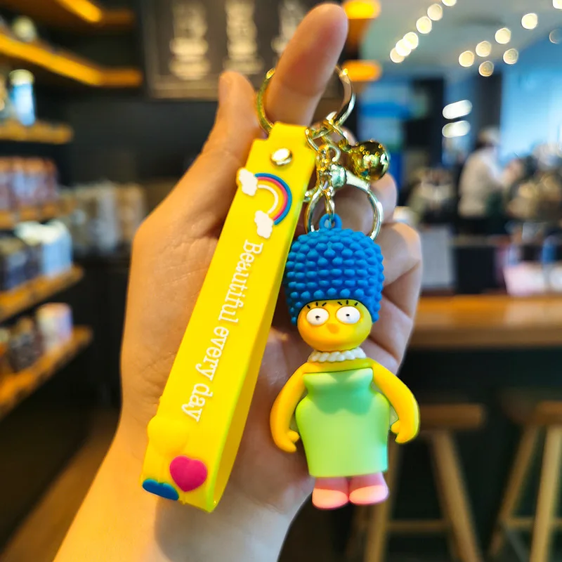 Cartoon The Simpsons Keychain Lisa Bart Homer J. Simpson Keyring Backpack Creative Car Key Chain Accessorie Toys Christmas Gifts