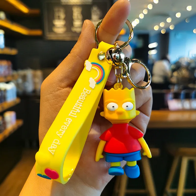Cartoon The Simpsons Keychain Lisa Bart Homer J. Simpson Keyring Backpack Creative Car Key Chain Accessorie Toys Christmas Gifts