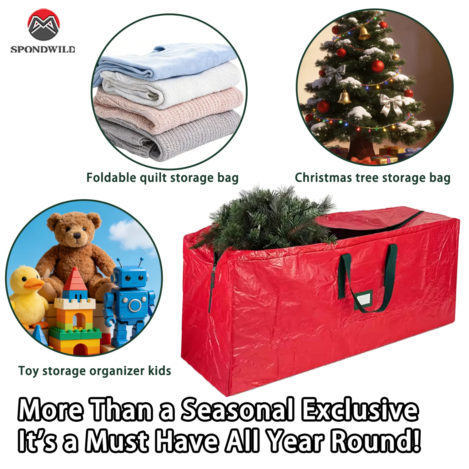 1PC Christmas Tree Storage Bag, Large Foldable Quilt Clothes Storage Bag, Bedroom Dormitory Organizer, Waterproof Dustproof, New