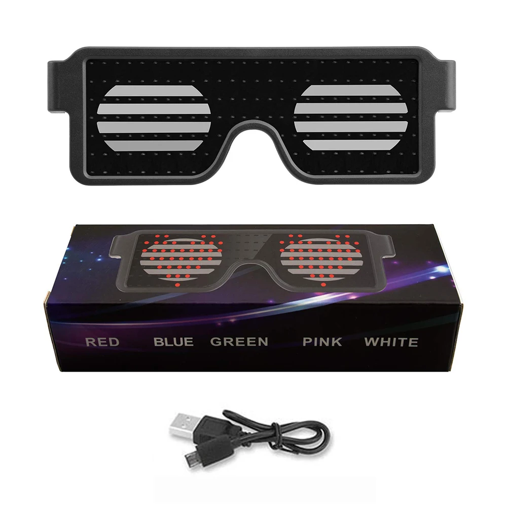 LED Glasses Light Up Dynamic Party Favor Glasses Festival Christmas USB Rechargeable LED Rave Glowing Flashing Glasses