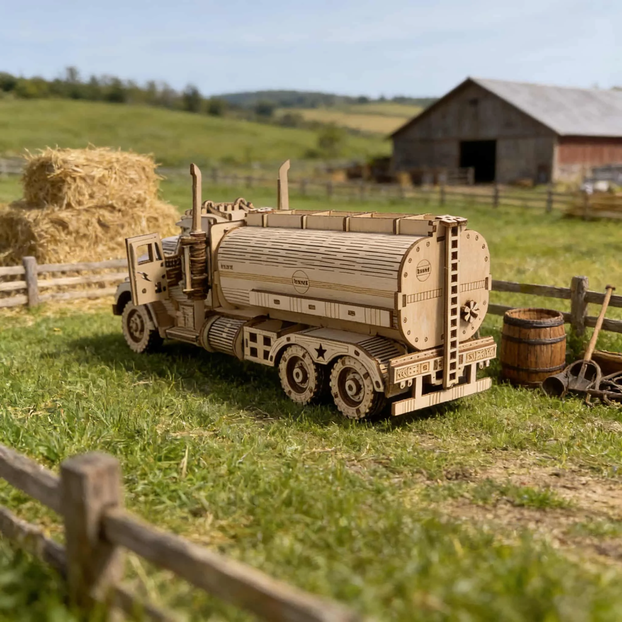 Wooden Oil Tanker Truck Puzzle DIY Wooden 3D Truck Assembly Educational Birthday Gift Christmas Gift