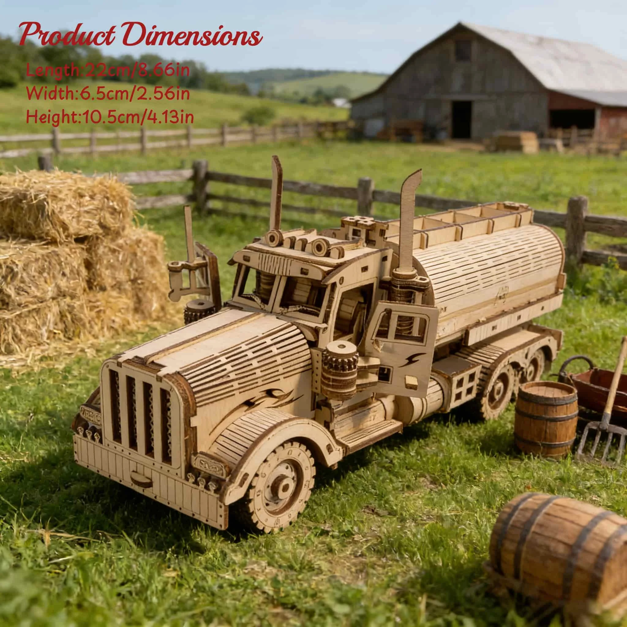 Wooden Oil Tanker Truck Puzzle DIY Wooden 3D Truck Assembly Educational Birthday Gift Christmas Gift