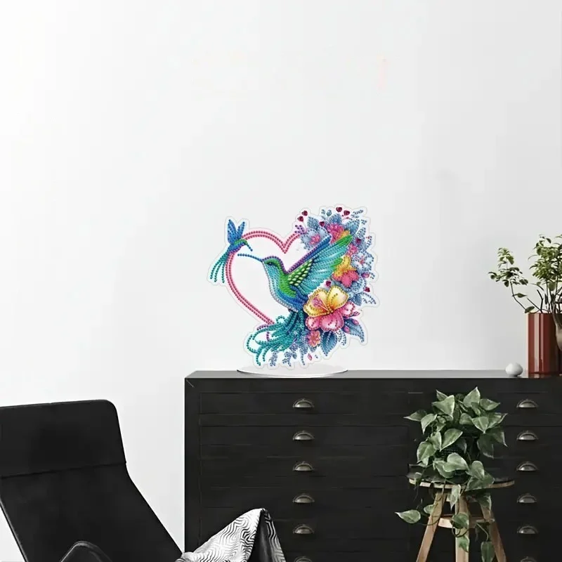 1 DIY Crystal Diamond Painting Decorative Item with Butterfly and Hummingbird Patterns Made of Acrylic Material for Christmas