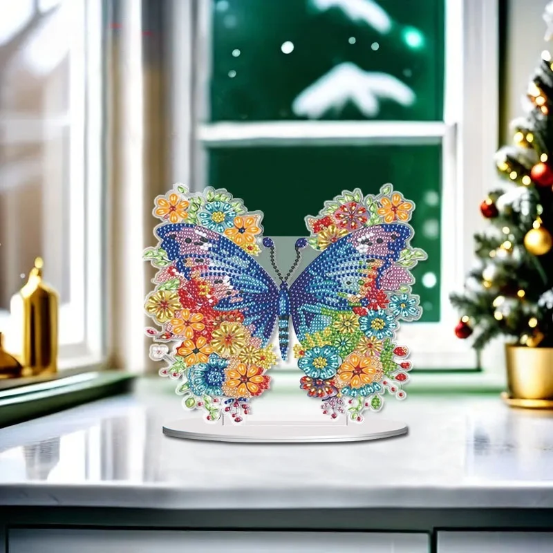 1 DIY Crystal Diamond Painting Decorative Item with Butterfly and Hummingbird Patterns Made of Acrylic Material for Christmas