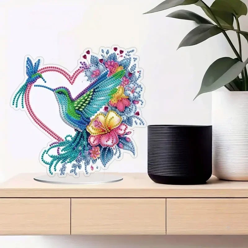 1 DIY Crystal Diamond Painting Decorative Item with Butterfly and Hummingbird Patterns Made of Acrylic Material for Christmas