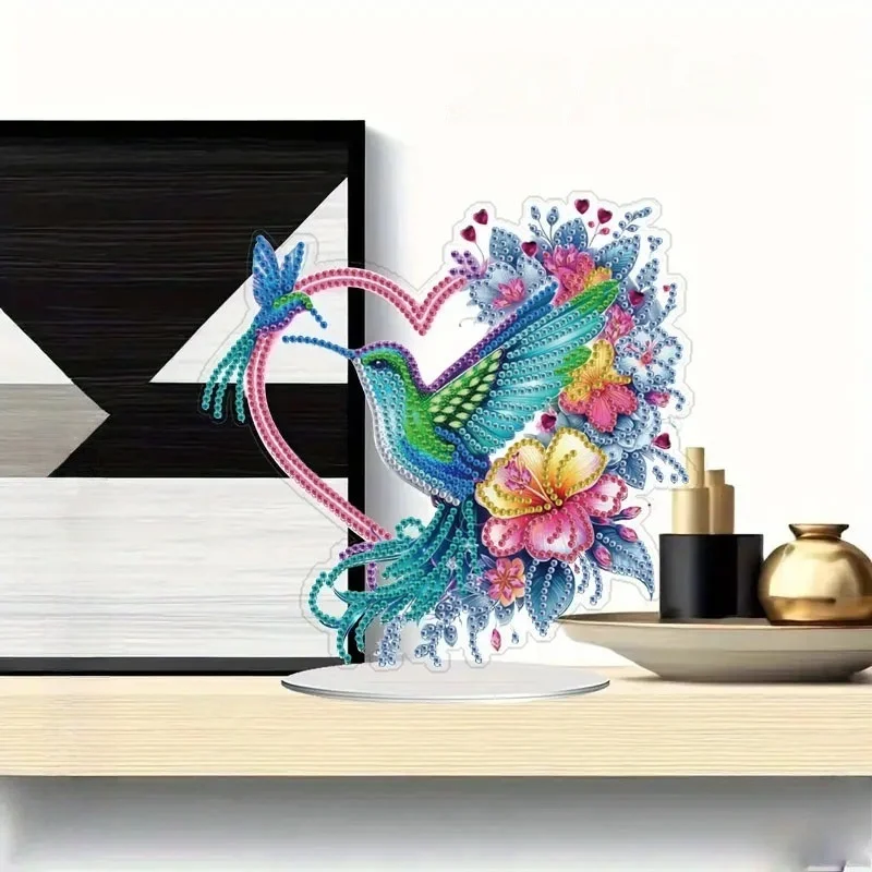 1 DIY Crystal Diamond Painting Decorative Item with Butterfly and Hummingbird Patterns Made of Acrylic Material for Christmas