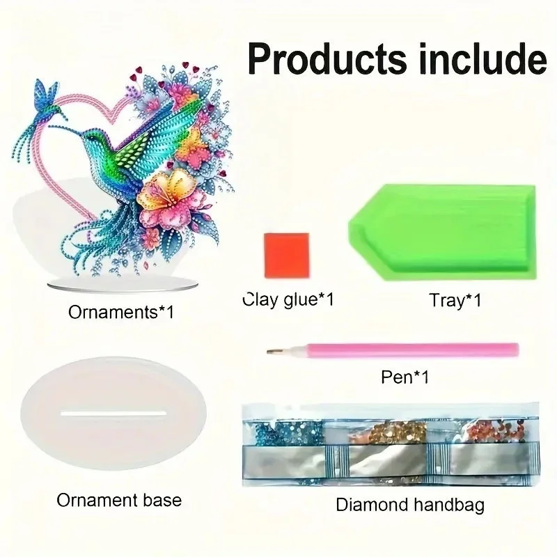 1 DIY Crystal Diamond Painting Decorative Item with Butterfly and Hummingbird Patterns Made of Acrylic Material for Christmas
