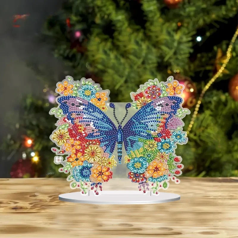 1 DIY Crystal Diamond Painting Decorative Item with Butterfly and Hummingbird Patterns Made of Acrylic Material for Christmas