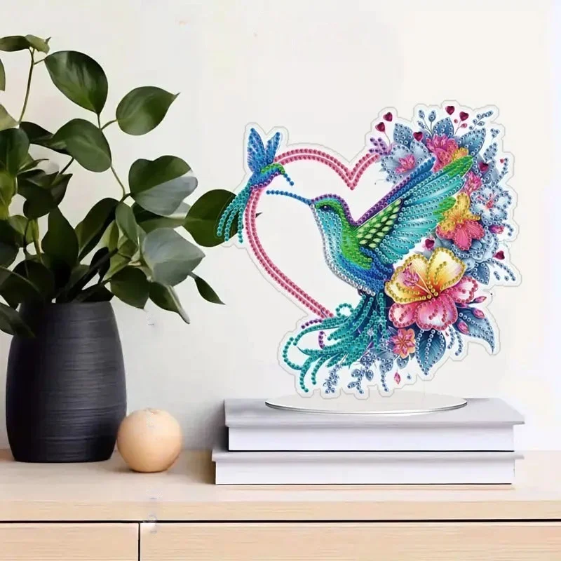 1 DIY Crystal Diamond Painting Decorative Item with Butterfly and Hummingbird Patterns Made of Acrylic Material for Christmas