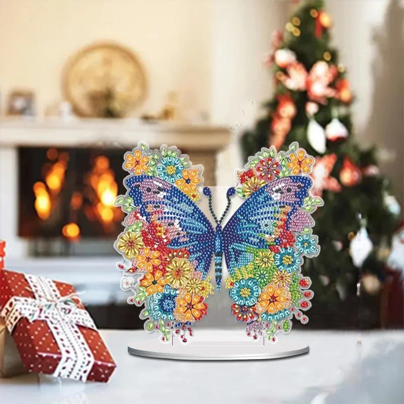 1 DIY Crystal Diamond Painting Decorative Item with Butterfly and Hummingbird Patterns Made of Acrylic Material for Christmas