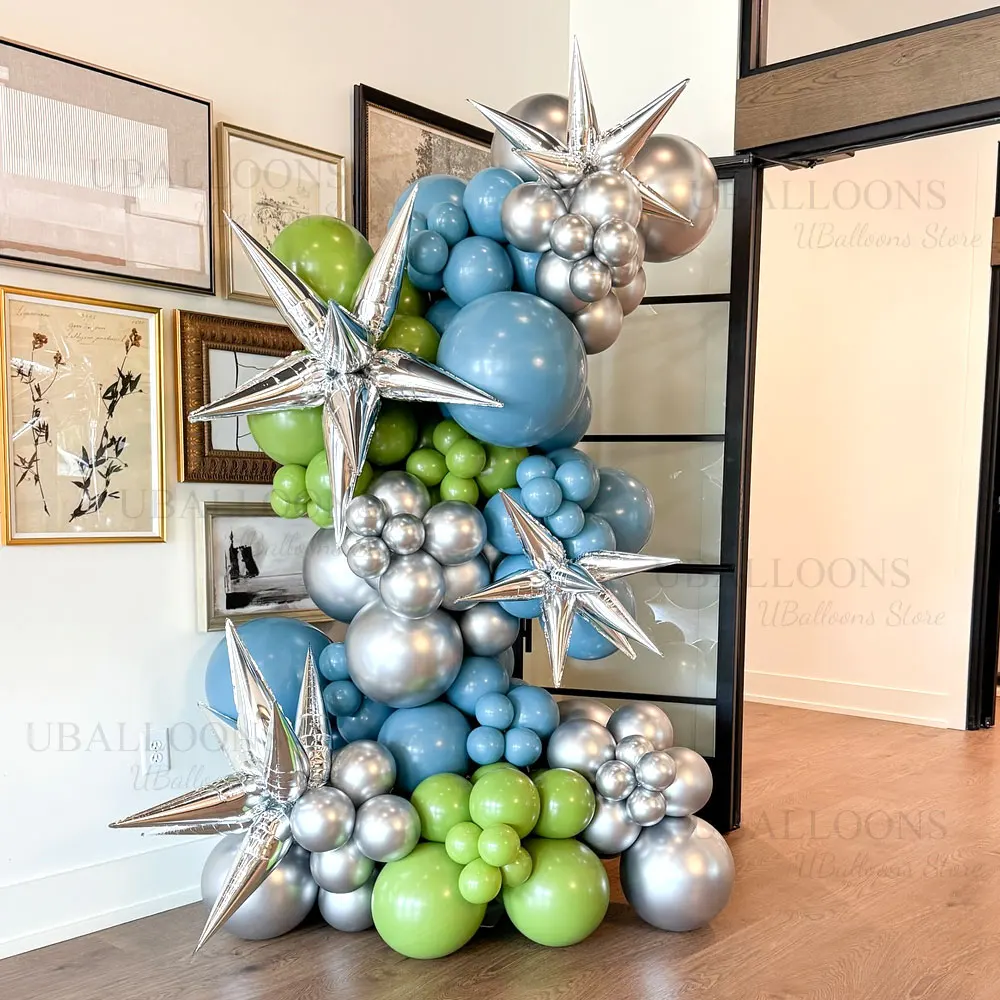 12 Point Metal Starburst Balloons Metallic Silver Gold Explosion Star Foil Balloons for Birthday Wedding Christmas Party Decor