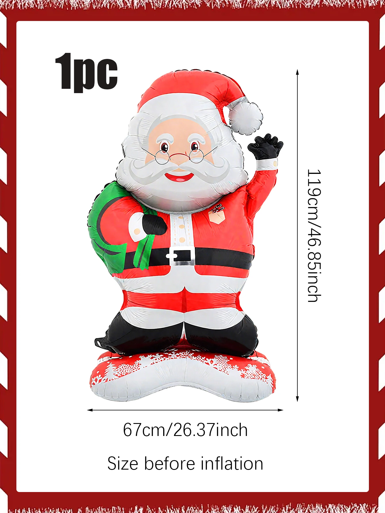 1pc Standing Santa Claus Foil Balloon For Christmas Theme Party, New Year Family Celebration Holiday Ornament