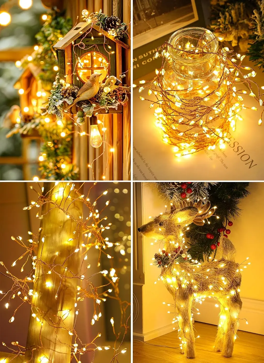 Solar LED Firecracker String Lights Outdoor Waterproof Garland Fairy Light for Wedding Party Garden Christmas Holiday Decoration