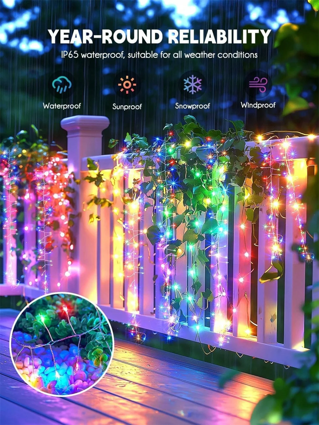 Solar LED Firecracker String Lights Outdoor Waterproof Garland Fairy Light for Wedding Party Garden Christmas Holiday Decoration