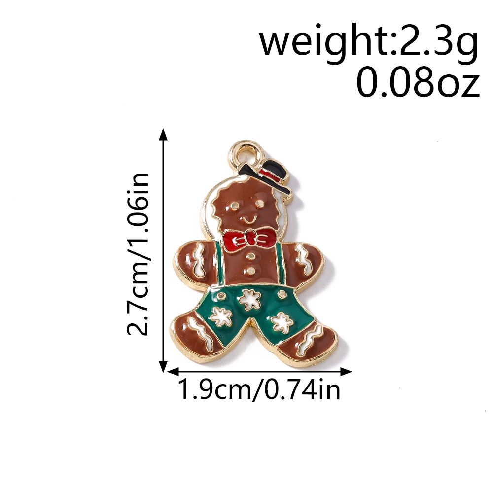 Tusember 10pcs Enamel Christmas Gingerbread House Charms for Christmas Necklaces Earrings Bracelets Pendant Craft